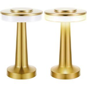 Set of 2 LED Table Lamps Rechargeable Touch Sensor Portable Cordless Gold